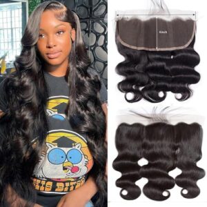 13×6 Lace Frontal Body Wave HD Transparent Frontal Ear to Ear 13×6 Lace Frontal Human Hair With Baby Hair Free Part 100% Virgin Human Hair Closure Natural Hairline 18 Inch