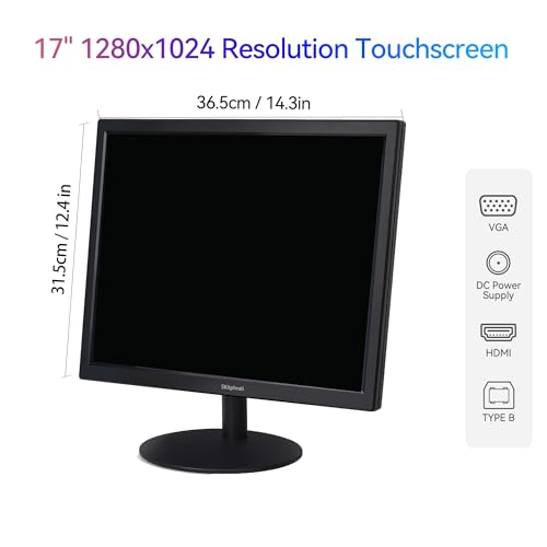 17" Square 1280x1024 10-Point Multi Touch Screen Monitor with HDMI, VGA, Type B Ports, 75Hz, 5:4 Aspect Ratio, VESA Wall Mountable, PC Touch Monitor for PC POS Machine Windows - Image 7