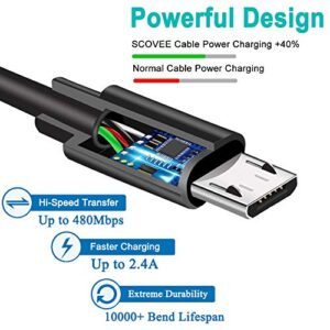 Short Micro USB Cable,2-Pack USB A Male to Micro B Android Phone Charger for Fire Stick,Roku TV Streaming Stick,Power Bank,Chromecast,PS4 Replacement,Fast Charging Cord Compatible with Kindle Tablet