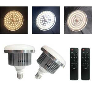 2 Pack 85W LED Soft Box Light, Photography Light Bulb 2700-6500K Remote Control Dimmable Color Temperatur, E27 Lights Photography Photo Video Studio Lighting