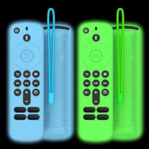 2 Pack Silicone Remote Cover for Alexa Voice Remote,Remote Case for Fire Tv Remote with Lanyard,Anti-Scratch Shockproof Remote Protective Cover Compatible with Fire TV Stick HD 4K (New) (2nd)
