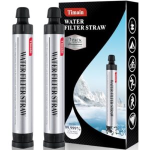 2 Pack Timain 4-Stage Filtration,High Flow Rate Water Filter Straw,Water Purifier Survival for Emergency Kits,Travel,Camping, Hiking,Fishing,Hunting (2)