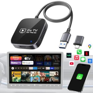 2-in-1 Wireless CarPlay Adapter for iPhone, 2025 Car TV Mate Pro with HDMI for Fire TV Stick [Glass Metal Case & Stable Bulit-in Braided Cable] Convert Wired Car Play to Wireless, Fit for 2016+ Cars