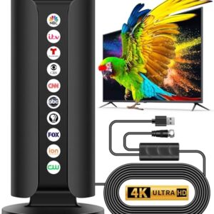 2025 Upgraded TV Antenna for Smart TV, 1800+ Miles Range Strongest Digital HD TV Antenna Indoor Ourdoor with Amplifier Signal Booster, Waterproof Design, 4K 1080p Support 360°, 32.8FT Cable