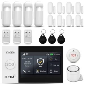 2025 WiFi Wireless Home Alarm System – 4.3-inch Touch Screen, 10-Minute Installation, 8 Door & Window Sensors + 4 Motion Sensors, APP Remote Control, Compatible with Alexa, No Monthly Fee