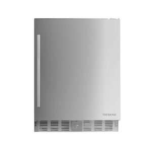 24 inch undercounter refrigerator, 180 Cans Stainless Steel Built-in or Freestanding Cooler, Quiet Compressor, Adjustable Temperature, Large Capacity for Home & Bar