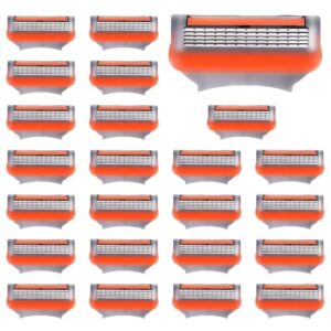 24Pcs Premium Razor Blades for Men – 5-Layer Stainless Steel Refills Compatible with Fusion 5 Style Razors, Smooth Shaving Replacement Cartridges Value Pack