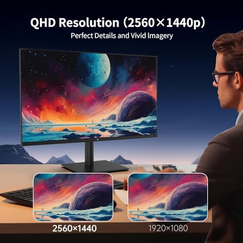 27 Inch QHD(2560 * 1440) 100Hz Computer Monitor - IPS Panel, Anti-Blue Light Screen, 100% High Color Gamut, 123% sRGB, Support FreeSync and GSync, PC Monitor for Casual Gaming and Working - Image 3