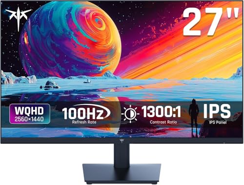 27 Inch QHD(2560 * 1440) 100Hz Computer Monitor - IPS Panel, Anti-Blue Light Screen, 100% High Color Gamut, 123% sRGB, Support FreeSync and GSync, PC Monitor for Casual Gaming and Working - Image 2