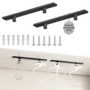 2PCS Stainless Steel Stand Mixer Attachment Holder Compatible with Kitchen aid Mixer Accessories,for Flex Edge Beater,Wire Whip,Flat Beater and Dough Hook,Kitchen Aid Attachment Organizer with 4 Hooks