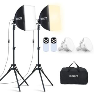 2Pack Professional Softbox Lighting Kit, 16” x 16” Studio Lights with 85W 2700-6500K E27 LED Bulbs, Continuous Lighting for Photography/Video Recording/Live Streaming