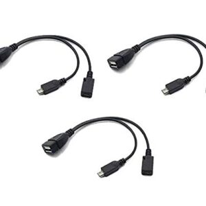 3-Pack OTG Cables Replacement for Fire-Stick 4K, Replacement for Amazon Fire-TV, Compatible with LG Samsung Android Phone Tablet Micro USB Host with Micro USB Power