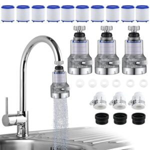3 Pack Sink Water Filter Faucet, 360 ° Rotating Bathroom Sink Faucet Filter, 3 Spray Mode Adjustable Faucet Water Purifier Removes Chlorine Fluoride Heavy Metals Hard Water for Kitchen & Bathroom