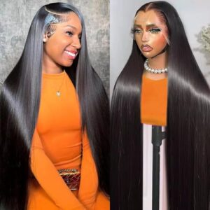 30 Inch 13×6 Lace Front Wigs Human Hair Straight Lace Front Human Hair Wig Pre Plucked 200 Density Glueless Natural Black Straight Wig Human Hair 13×6 HD Lace Frontal Wigs for Women