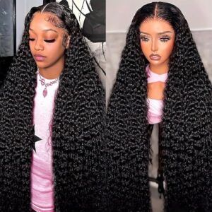 30 Inch Deep Wave Lace Front Wigs Human Hair 13×4 HD Lace Front Wigs Human Hair Pre Plucked 200% Density Glueless Wigs with Baby Hair Deep Curly Wig for Women