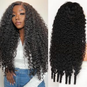 30inch 250 Density Lace Front Wigs Human Hair Burmese Curly Wet and Wavy 13×6 Lace Frontal 100% Human Hair Wigs Pre Plucked for Black Women with Spiral End Natural Color