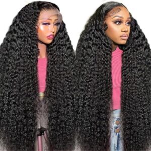 34 Inch 13×6 Deep Wave Lace Front Wigs Human Hair 200% Density Deep Curly Human Hair Wigs For Women 13×6 HD Transparent Deep Wave Lace Frontal Wig Human Hairr