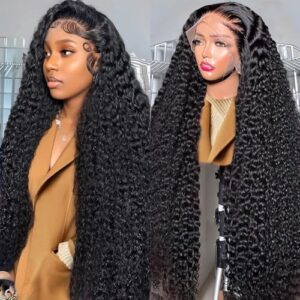 38 Inch Deep Wave Lace Front Wigs Human Hair Wig for Woman 13×4 Hd Deep Curly Lace Front Wig Human Hair Pre Plucked With Baby Hair Deep Wave Lace Frontal Wigs