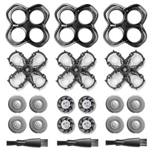 3Pack Pro 4 Shaver Replacement Heads for Skul Pitbulls Gold PRO, Silver PRO, Platinum PRO, Butterfly Kiss PRO Head Shavers, Floating 4 Heads for a Fast, Close and Smooth Shave.