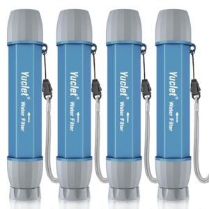 4 Pack Water Filter Straw, Portable Personal Water Filtration System, Water Purifier Survival, Emergency Preparedness for Camping Hiking Drinking Travel Hunting and Family Outing