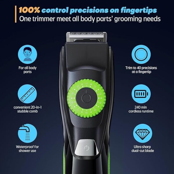 40 Precisions Electric Trimmer for Beard, Face, Mustache, Body and Ear Hair Grooming and Styling, Multi-Series Men’s Waterproof Grooming Kit - Image 7