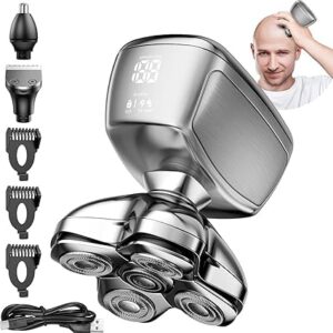 5D Head Shavers for Bald Men – 6 in 1 kensen Upgraded Magnetic Head Electric Razor for Men, Wet/Dry Electric Shavers for Mens IPX6 Waterproof LED Display with USB-C Charge Mens Body Shaver Best Gift