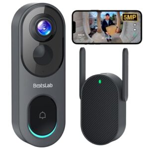 5MP Doorbell Camera Wireless, No Monthly Fee, 2.4/5GHz WiFi Video Doorbell with Homebase, 180° Head-to-Toe View, AI Motion Detection, VR Mode, Battery or Wired Powered