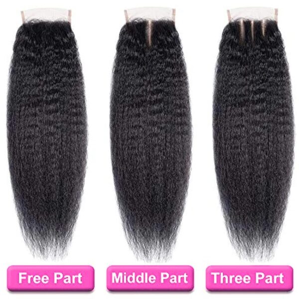 5x5 HD Lace Closure Kinky Straight Human Hair Yaki Straight 12A Brazilian Virgin Remy Frontal With Bundles 100% Human Hair 14 Inch - Image 5