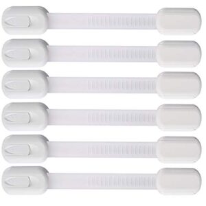 6 Pack Vmaisi Multi-Use Adhesive Straps Locks – Childproofing Baby Proofing Cabinet Latches for Drawers, Fridge, Dishwasher, Toilet Seat, Cupboard, Oven,Trash Can, No Drilling (White) (6)