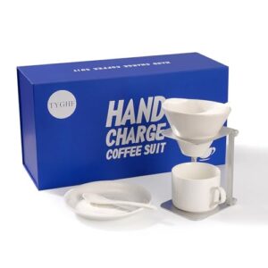 6-Piece Pour Over Coffee Maker Kit & Dripper Set with Foldable Stand, Cup, Spoon & Storage Bag – All-in-One Portable Coffee Brewing Kit for Camping, Home, Office