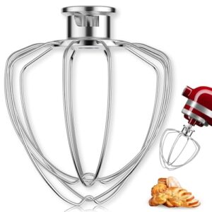 6-Wire Whip Attachment Fits KitchenAid Tilt-Head Stand Mixer Replace K45WW, Stainless Steel, Egg Heavy Cream Beater, Cakes Mayonnaise Whisk