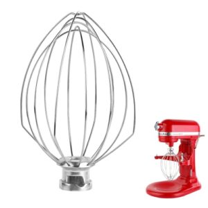 6 Wire Whisk Attachments Compatible with KitchenAid 5-6Quart Mixer, Bowl Lift Stand Mixer Accessories, 6-Quart Stainless Steel Whisk, Egg Cream, Cake Mayonnaise, For Multiple Models