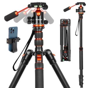 68″ Tripod for Camera, 2 in1 Camera Tripods & Monopods with Removable Handle, Professional CNC Ball Head Video Tripod, Heavy Duty Tripod for DSLR Camera Lasers Spotting Scope Binoculars Telescope