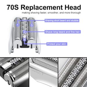 70S Replacement Head Series 7 Electric Shaver blade Compatible with Braun Series 7 Foil Shaver Replacement Heads 70s 790CC, 720, 750CC, 760CC,9565 Foil Shave