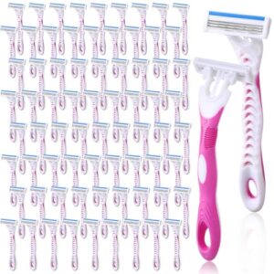 72 Count Women’s Disposable Razors Blades Bulk 3 Blade Razors for Women Disposable Head Razor Sensitive Skin Razor Comfortable Shave for Bathing Hotel Travel