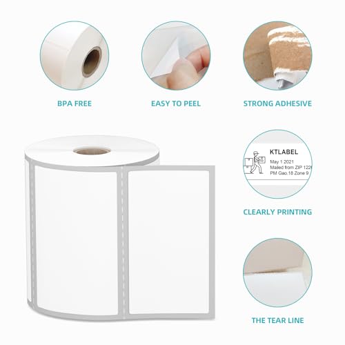 (9,000 Labels/12 Rolls) Zebra Labels 4x2 Direct Thermal Labels -750/Roll - Perforated Stickers for Barcode Addresst, Compatible with Zebra & Rollo Desktop Printer.etiquetas térmicas directas - Image 6