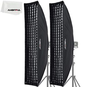 AMBITFUL 35x160cm 14″x63″ Honeycomb Grid Rectangular Softbox for Photo Strobe Studio Flash Softbox Bowens Mount (2PCS)