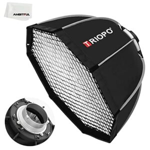 AMBITFUL 47.2inch / 120 cm Portable Octagon Umbrella Softbox, Quick Installation Softbox with Honeycomb Grid for Studio Strobe Outdoor Photography, Bowens Mount Compatible