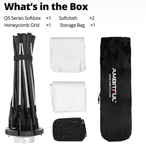 AMBITFUL Bowens Mount Softbox Quick Installation Softbox + Honeycomb Grid for Studio Strobe Outdoor Photography (25.6'' / 65cm Octagon) - Image 3