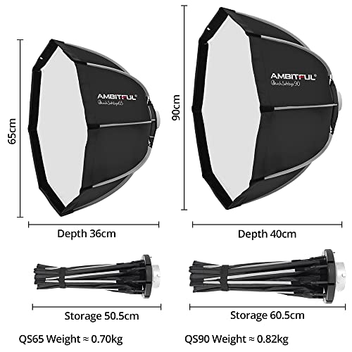 AMBITFUL Bowens Mount Softbox Quick Installation Softbox + Honeycomb Grid for Studio Strobe Outdoor Photography (25.6'' / 65cm Octagon) - Image 4