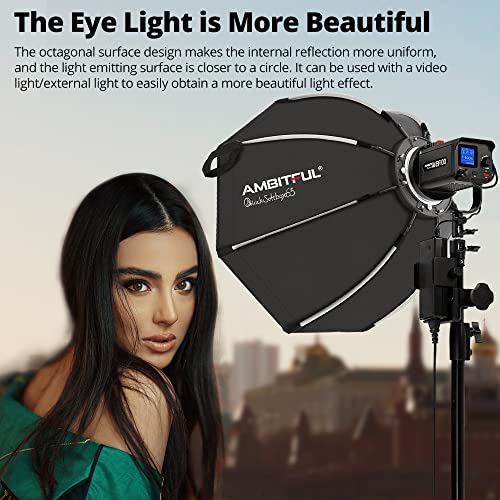 AMBITFUL Bowens Mount Softbox Quick Installation Softbox + Honeycomb Grid for Studio Strobe Outdoor Photography (25.6'' / 65cm Octagon) - Image 7