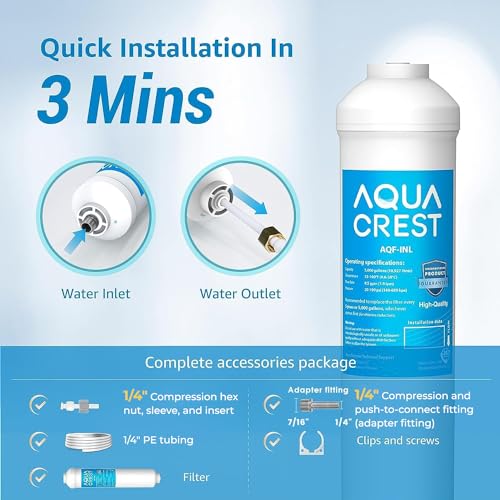 AQUA CREST 5 Years Capacity -Inline Water Filter for Refrigerator with 1/4-Inch Direct Connect Fittings, Idea for Ice Maker, RV, Refrigerator, RO System, In Line Water Line Filter, Reduces PFAS/PFOA - Image 5