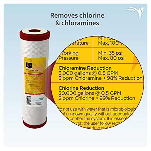 AQUATICLIFE Carbon Plus Carbon Block Water Filter 10x2.5 and 10-inch Water Filter Housing Canister for Reverse Osmosis Filtration Systems RO and RODI Units, for Chlorine Chloramine Reduction - Image 4