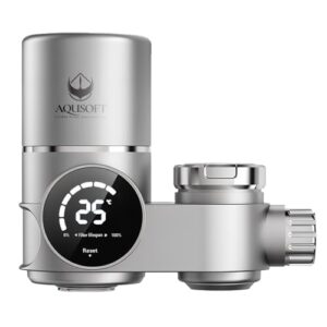 AQUSOFT Faucet Mount Water Filter – LED Sink Water Filter | 99% Filtration New 2.0 Filter Element| Removes Impurities | Tap Water Purifier Fits Standard Faucets – Includes 1 Filter