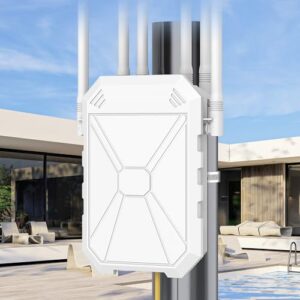 AX1800 Outdoor WiFi 6 Extender, High Power Outdoor WiFi Extender Signal Booster, Long Range Outdoor WiFi Access Point, IP67 Weatherproof, Passive PoE, for Starlink, Patio, Camping, Yard, RV