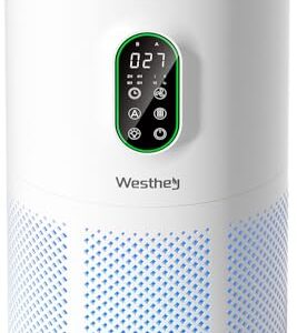 Air Purifiers for Home Large Room up to 1450 ft², WESTHEY H13 True HEPA Air Purifier for Bedroom with Night Light, Air Quality Monitor, Fragrance Sponge, Air Cleaner for Wildfire Smoke Dust Dander