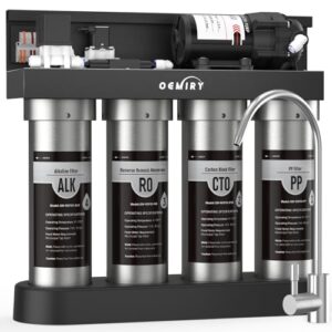 Alkaline UV Reverse Osmosis System Stainless Steel 500 GPD Tankless RO Water Filter 8 Stage Remineralization Under Sink Water Filtration with Faucet 2:1 Pure to Drain