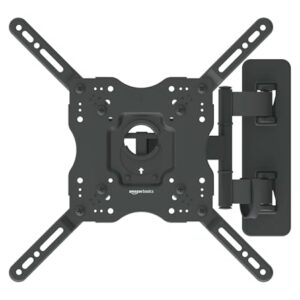 Amazon Basics Full Motion Articulating TV Monitor Wall Mount for 26″ to 55″ TVs and Flat Panels up to 80 Lbs, Black