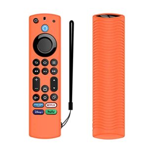 Amazon FireTV Remote Case, Silicone Cover for Omni Series and 4-Series, Lightweight, Anti-Slip, Shockproof, Orange, Includes Lanyard