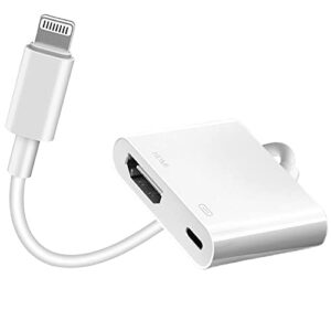 Apple MFi Certified Lightning to HDMI Digital AV Adapter 1080P HD Video HDMI Sync Screen Connector Cable with Charging Port Compatible with iPhone 14/13/12/11/ X/ 8/7/ iPad on HDTV/Projector/Monitor